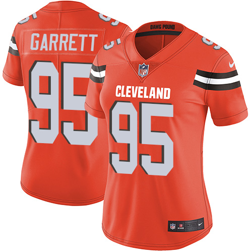 Nike Browns #95 Myles Garrett Orange Alternate Women's Stitched NFL Vapor Untouchable Limited Jersey - Click Image to Close